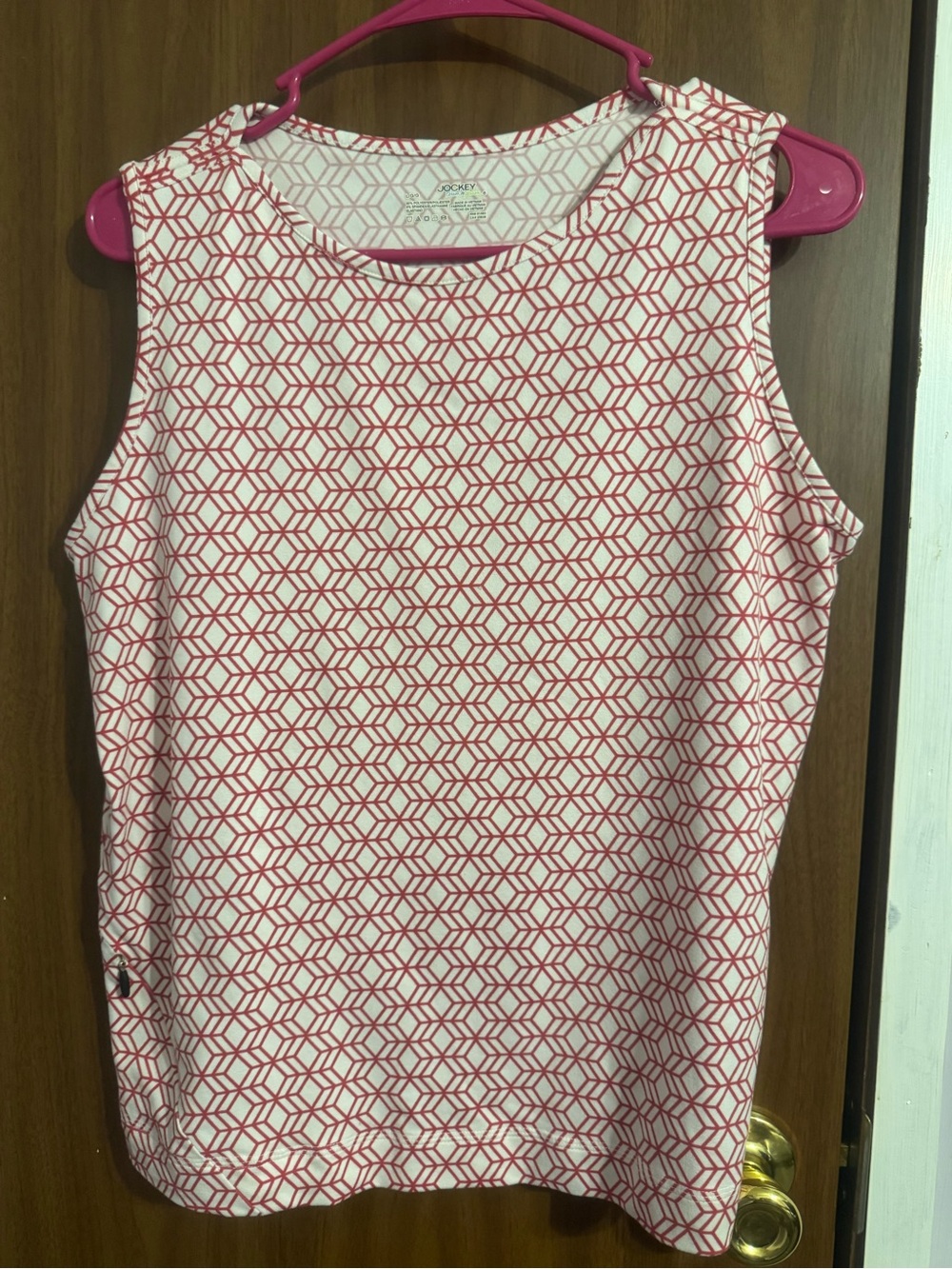 Women’s Sleeveless Geometric Print Top - Pink/White. JOCKEY BRAND